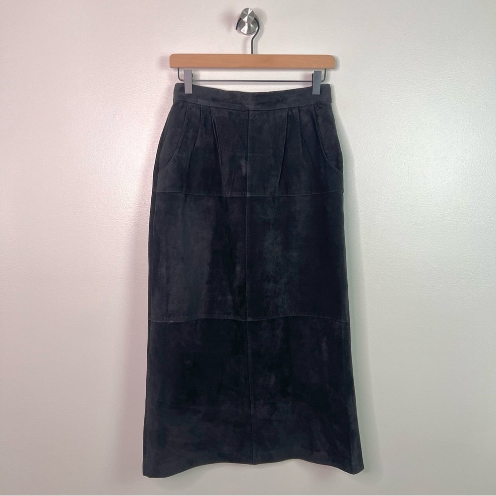 Vintage The Eagles Eye Black Suede Skirt